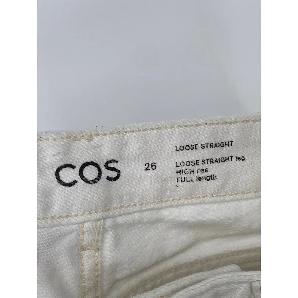 COS Women’s White Loose Fit Straight-Leg Denim High-Rise Jeans SZ 26 - Picture 9 of 11